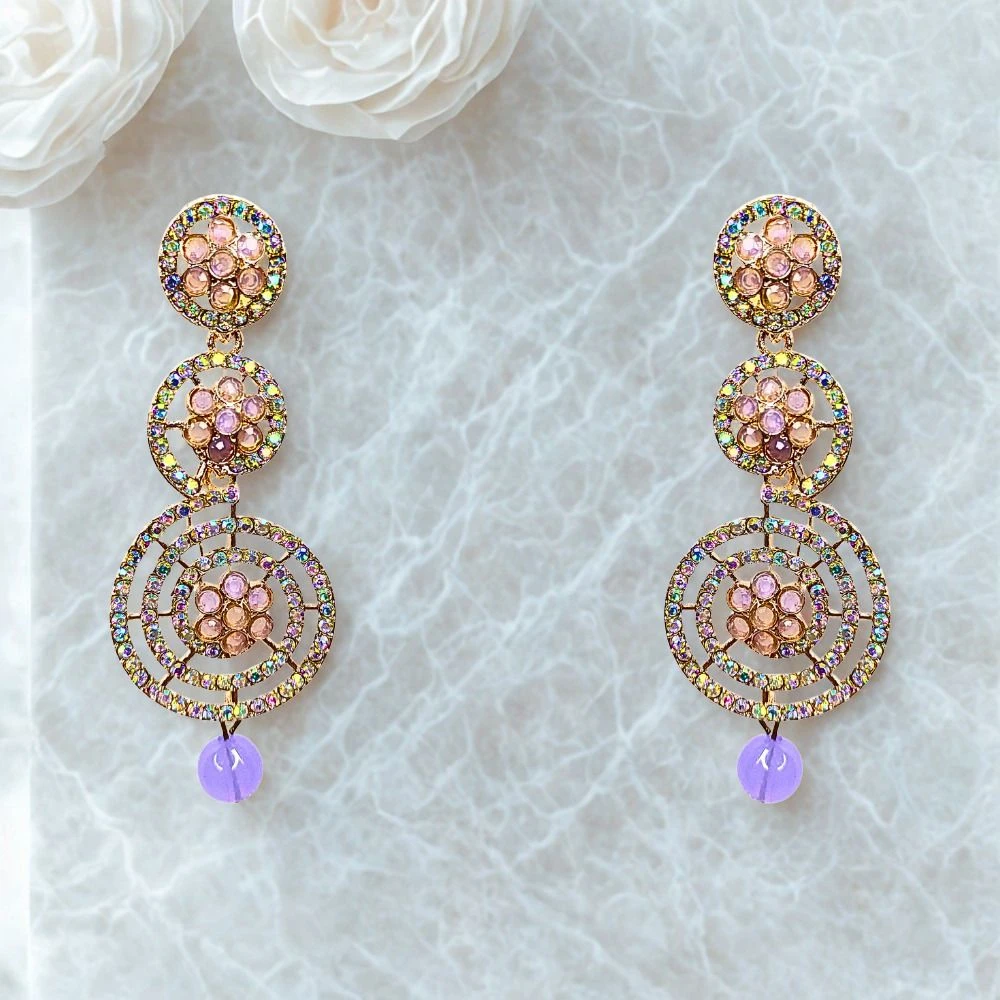Tahaniya Pushpali Ranjana Floral Radiance Cascade Earring Drops & Danglers view 3