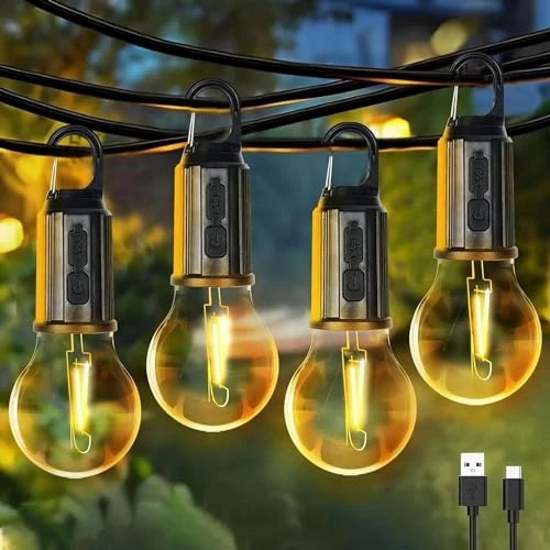 Rechargeable Camping Hanging Bulb, Waterproof LED Tent Light with USB Cable, 3 Modes Hanging Camping Lantern, Hanging Lamp for Hiking, Emergency, Household, Car Repairing (Multi) view 2