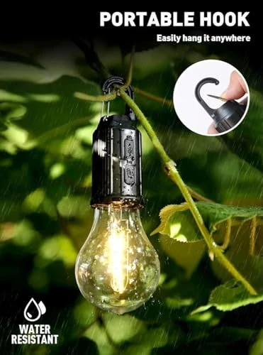 Rechargeable Camping Hanging Bulb, Waterproof LED Tent Light with USB Cable, 3 Modes Hanging Camping Lantern, Hanging Lamp for Hiking, Emergency, Household, Car Repairing (Multi) view 3