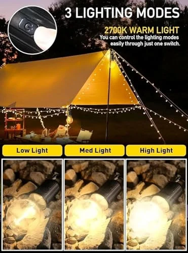 Rechargeable Camping Hanging Bulb, Waterproof LED Tent Light with USB Cable, 3 Modes Hanging Camping Lantern, Hanging Lamp for Hiking, Emergency, Household, Car Repairing (Multi) view 4