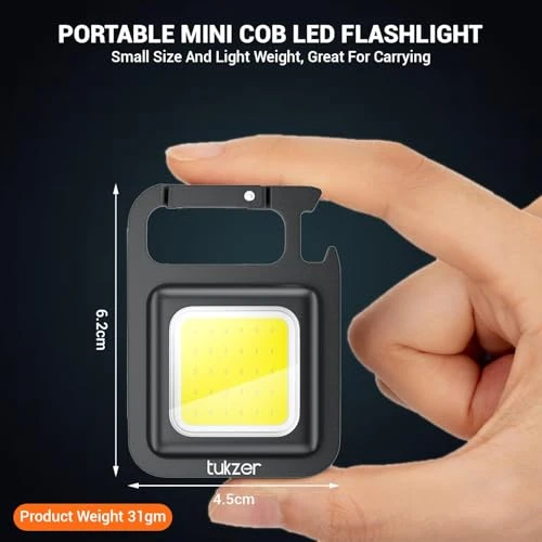 Keychain LED Flashlights, Rechargeable Torch with Lighter,Whistles,Screwdriver,Bottle Opener,Magnet Base 800 Lumens Portable Emergency COB Light for Camping Outoor (Multi Keychain Light) view 3