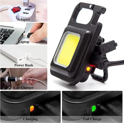 Keychain LED Flashlights, Rechargeable Torch with Lighter,Whistles,Screwdriver,Bottle Opener,Magnet Base 800 Lumens Portable Emergency COB Light for Camping Outoor (Multi Keychain Light) view 4