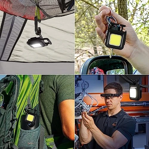 Keychain LED Flashlights, Rechargeable Torch with Lighter,Whistles,Screwdriver,Bottle Opener,Magnet Base 800 Lumens Portable Emergency COB Light for Camping Outoor (Multi Keychain Light) view 8