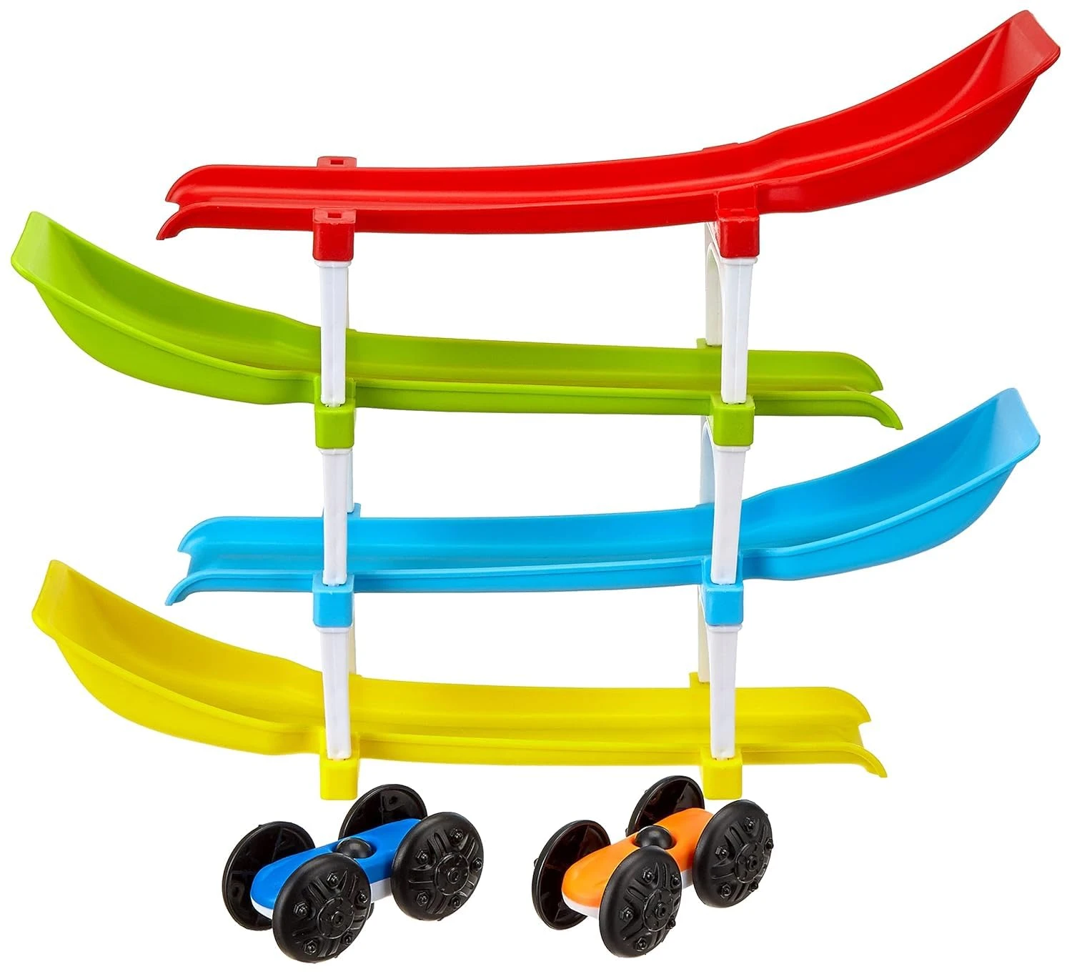 4 Level Ramp Race Gift for Kids | 2 Cars with 4 Ramps and Race Track for 1, 2, 3 Toddlers, Boys & Girls Educational Vehicle with Figures view 1