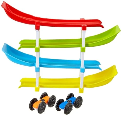 4 Level Ramp Race Gift for Kids | 2 Cars with 4 Ramps and Race Track for 1, 2, 3 Toddlers, Boys & Girls Educational Vehicle with Figures view 4