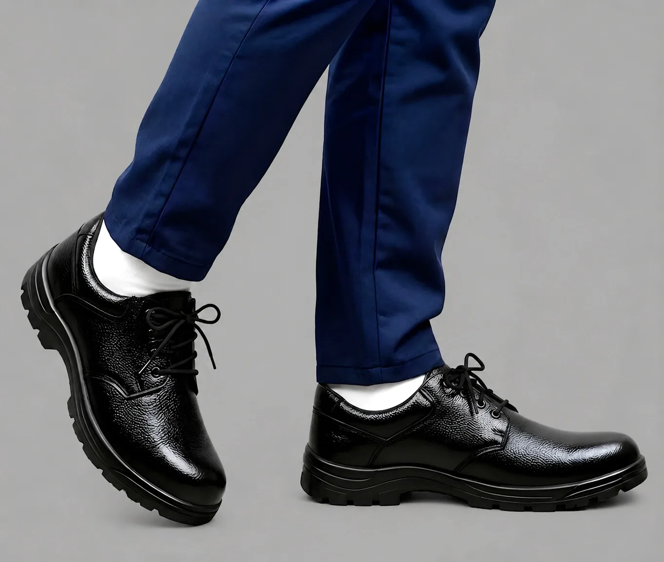 Latest Premium Genuine Mild Leather Police Safety Shoes for Men | Steel Toe Heavy Duty Tactical Industrial Work Shoes | Durable Anti-Skid Security Footwear For Men