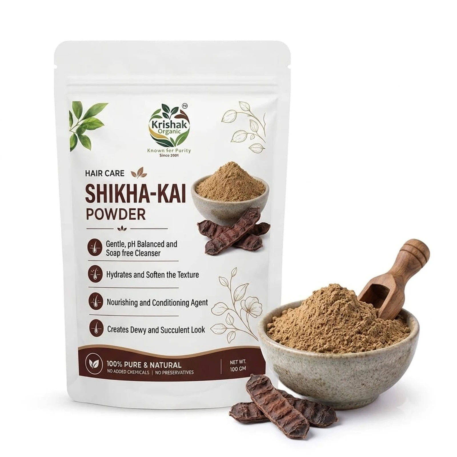 Krishak Organic Shikakai Powder Hair Cleansing view 1