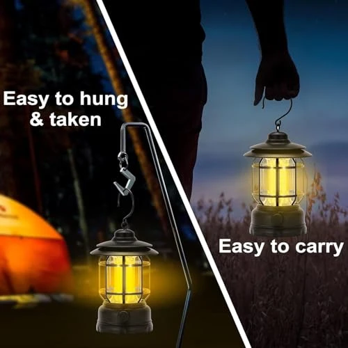 High Capacity Portable Lanterns with Metal Handle and Rechargeable Solar Panal | Ultra Bright LED Light with USB Charge Input Output Camping Lightweight Power Bank for Outdoor (Black) view 6