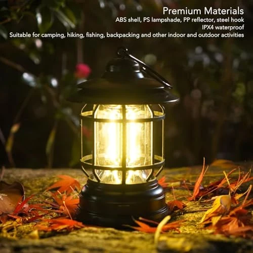 High Capacity Portable Lanterns with Metal Handle and Rechargeable Solar Panal | Ultra Bright LED Light with USB Charge Input Output Camping Lightweight Power Bank for Outdoor (Black) view 7