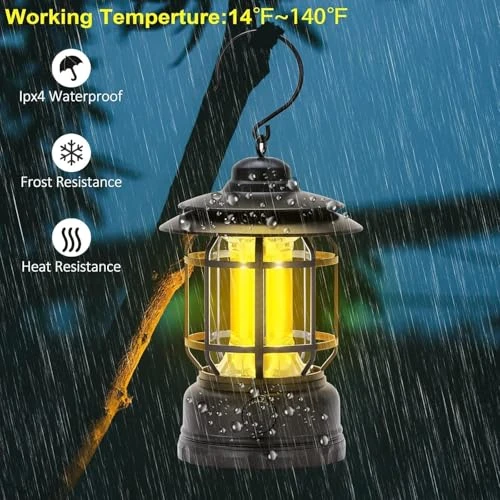 High Capacity Portable Lanterns with Metal Handle and Rechargeable Solar Panal | Ultra Bright LED Light with USB Charge Input Output Camping Lightweight Power Bank for Outdoor (Black) view 8
