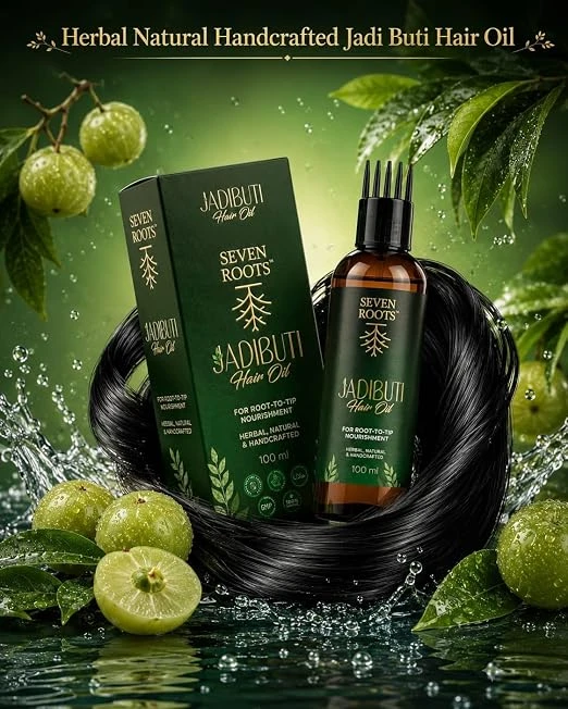 Seven Roots Jadibuti Herbal Hair Oil – Traditional Blend of 8 Oils & 21 Herbs, 100 ml view 2