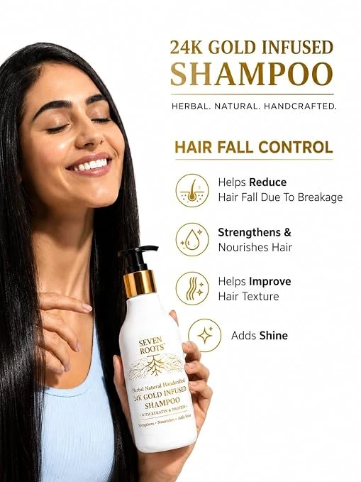 Seven Roots 24K Colloidal Gold Infused Shampoo with Keratin & Protein, 330 ml view 4