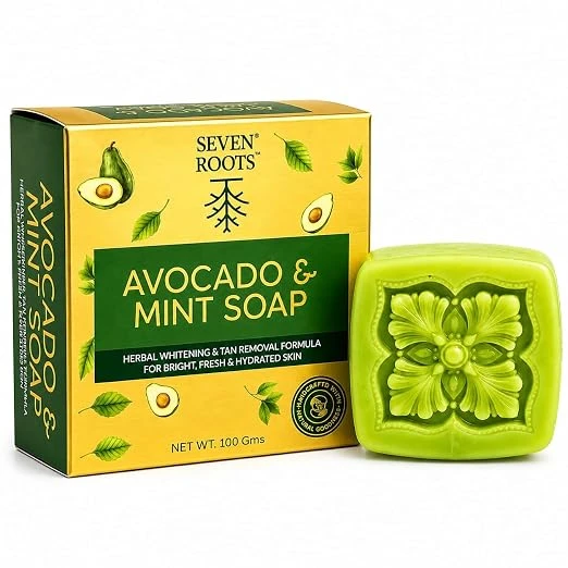 Seven Roots Avocado & Mint Herbal Soap – Handmade Moisturising Bath Bar, 100 g view 2