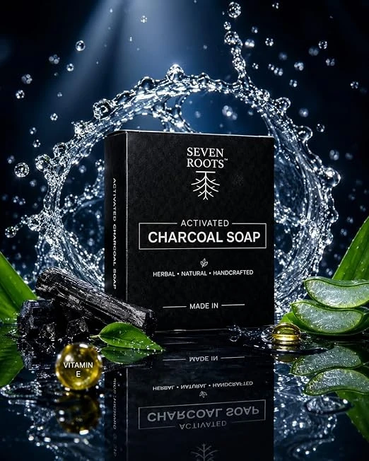 Seven Roots Activated Charcoal Soap for Men – Deep Cleansing, Tan & Pigmentation Care, 100 g view 4