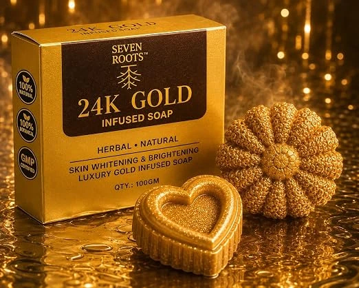Seven Roots 24 Karat Gold Extract Herbal Soap with 15 Botanical Ingredients, 100 g view 4