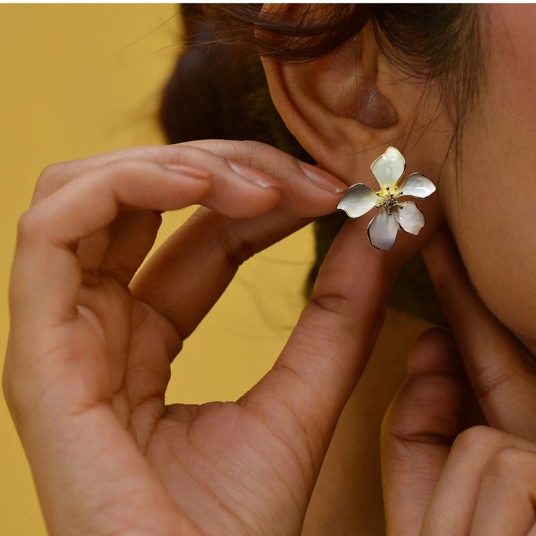 Tahaniya Korean Pink Stud Earrings for women Stud Earring view 3
