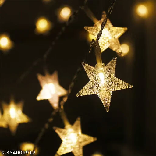 20 LED Star Fairy Lights with Transparent Gel Stars and Clear Wire view 1
