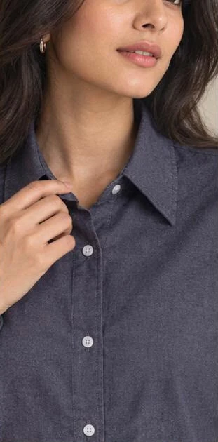 Women's Steel Grey - 100% Cotton - Oxford view 3