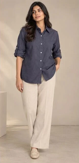 Women's Steel Grey - 100% Cotton - Oxford