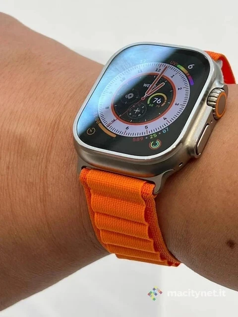 T800 Ultra Modern Smartwatch with Orange Silicone Wristband