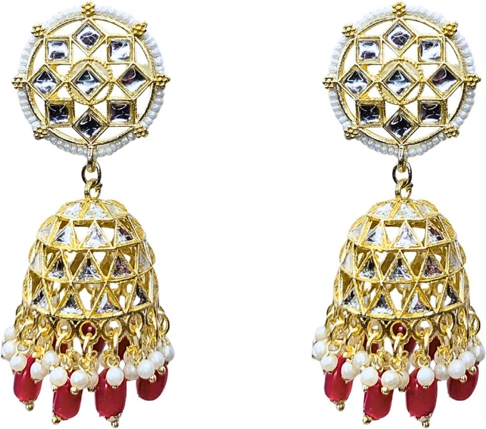 Tahaniya Bindu Ghunghroo Geometric Bell-Drop Earrings Jhumki Earring view 1
