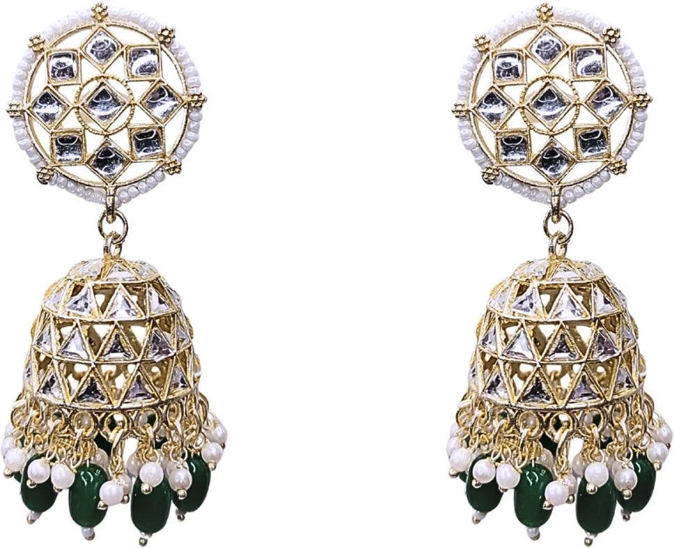 Tahaniya Bindu Ghunghroo Geometric Bell-Drop Earrings Jhumki Earring view 1