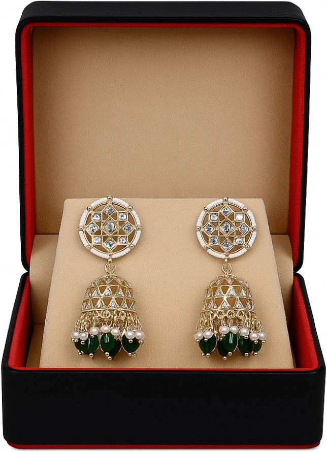 Tahaniya Bindu Ghunghroo Geometric Bell-Drop Earrings Jhumki Earring view 5