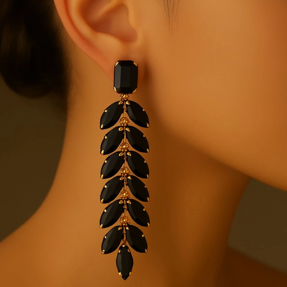 Tahaniya Crystal Cascade Drop Earrings Drops & Danglers view 2