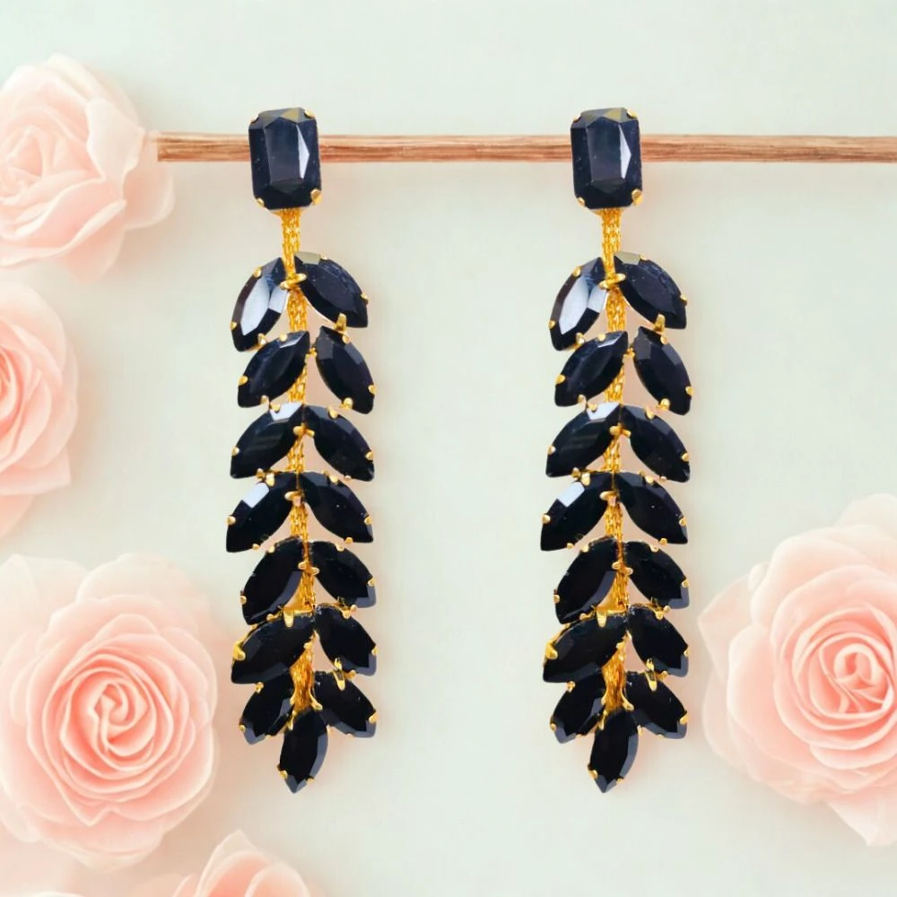 Tahaniya Crystal Cascade Drop Earrings Drops & Danglers view 4
