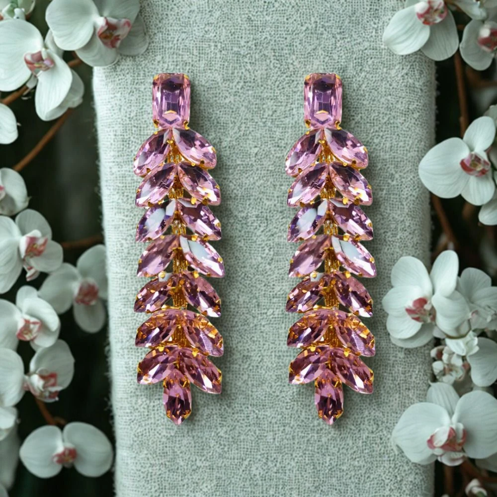 Tahaniya Crystal Cascade Drop Earrings Drops & Danglers view 3