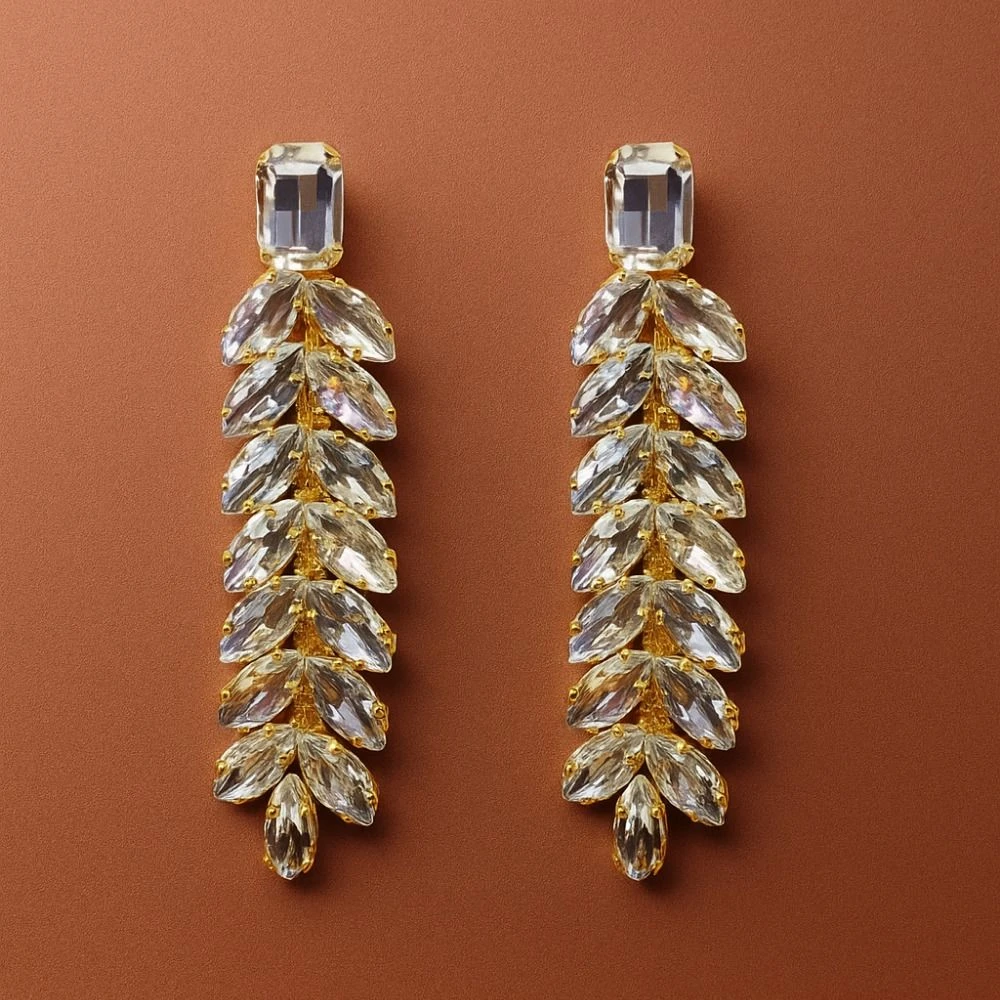 Tahaniya Crystal Cascade Drop Earrings Drops & Danglers view 4