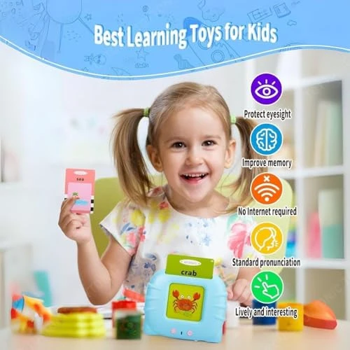 Talking Flash Cards Toy for Kids | 224-Word Learning Device for Toddlers | Montessori Learning Toys for Boys & Girls Ages 2-6 | Preschool Game & Birthday Present view 1