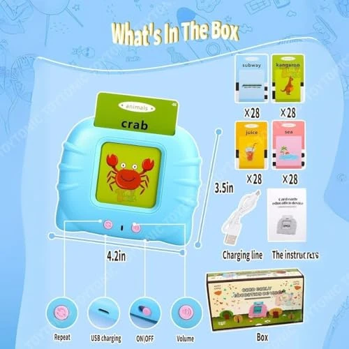 Talking Flash Cards Toy for Kids | 224-Word Learning Device for Toddlers | Montessori Learning Toys for Boys & Girls Ages 2-6 | Preschool Game & Birthday Present view 4