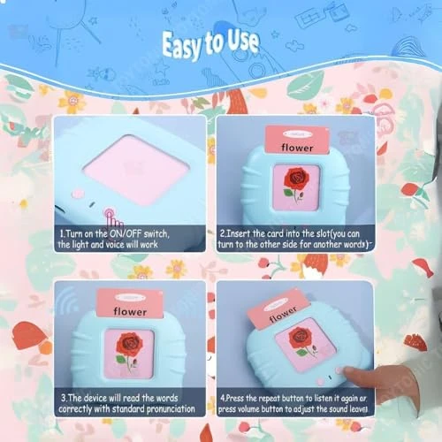 Talking Flash Cards Toy for Kids | 224-Word Learning Device for Toddlers | Montessori Learning Toys for Boys & Girls Ages 2-6 | Preschool Game & Birthday Present view 6