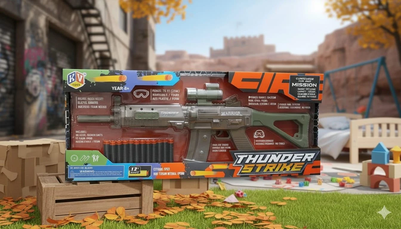 Thunder Strike Gun Toy for Kids | 3012 Extreme Speed High Tension Internal | Light Up Sci-Fi Blaster with Sound Effects | LED Flashing Lights & Vibration view 6