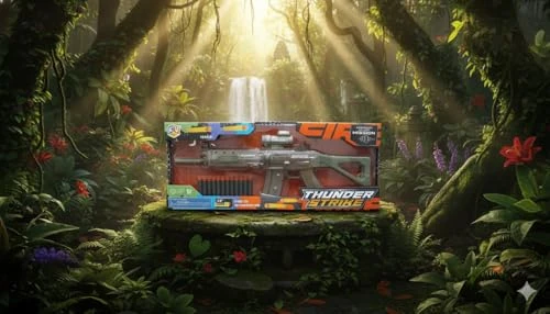 Thunder Strike Gun Toy for Kids | 3012 Extreme Speed High Tension Internal | Light Up Sci-Fi Blaster with Sound Effects | LED Flashing Lights & Vibration view 3