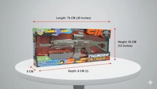Thunder Strike Gun Toy for Kids | 3012 Extreme Speed High Tension Internal | Light Up Sci-Fi Blaster with Sound Effects | LED Flashing Lights & Vibration view 4