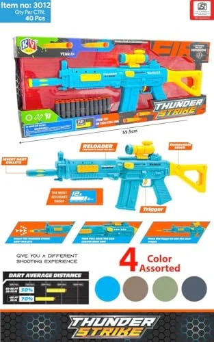 Thunder Strike Gun Toy for Kids | 3012 Extreme Speed High Tension Internal | Light Up Sci-Fi Blaster with Sound Effects | LED Flashing Lights & Vibration view 7
