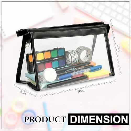 Design Studio Transparent Stationary Pouch with Zipper Closing for Girls & Boys, Organizer for School, Collage, Office, Cute Cosmetic Bag for Women, Multi-Purpose White Colour Pouch (Pack of 1) view 7