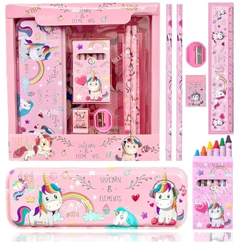 Design Studio Unicorn Gift for Kids (Pack of 7 Items) Cute Stationary Set for Kids Pencil Box Pencil Eraser Sharpner Scale Crayon for Girls/Boys Birthday Party Return Gift view 7