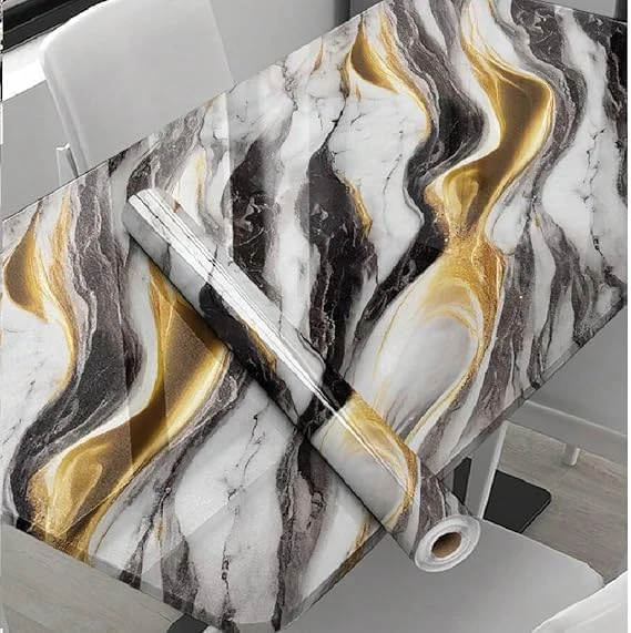 Design Studio Premium Wall Stickers DIY Wallpaper Vinyl Marble Peel and Stick Waterproof Wallpaper for Home Kitchen Countertop Cabinet Furniture Oil Proof Kitchen Stickers(60x200cm) view 1