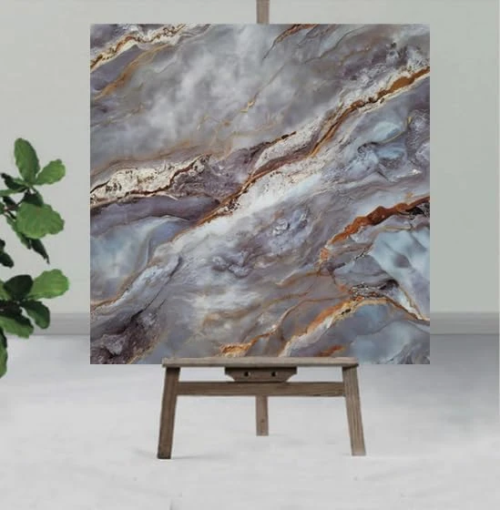 Design Studio Marble UV Panels, Blue UV Marble Sheets, self Adhesive Wall Tile (60cmx60cm) Marble Look Wall Panels for Homes and Offices, self Adhesive Wallpaper view 1