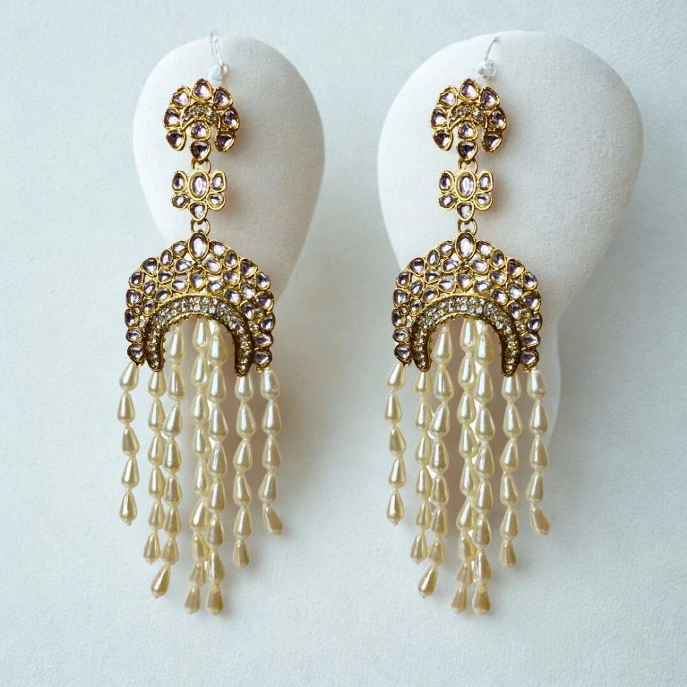 Tahaniya Pearl Drop Chandbali Earrings Jhumki Earring view 3