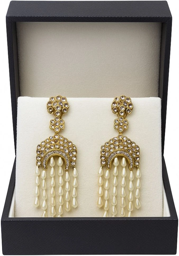 Tahaniya Pearl Drop Chandbali Earrings Jhumki Earring view 5