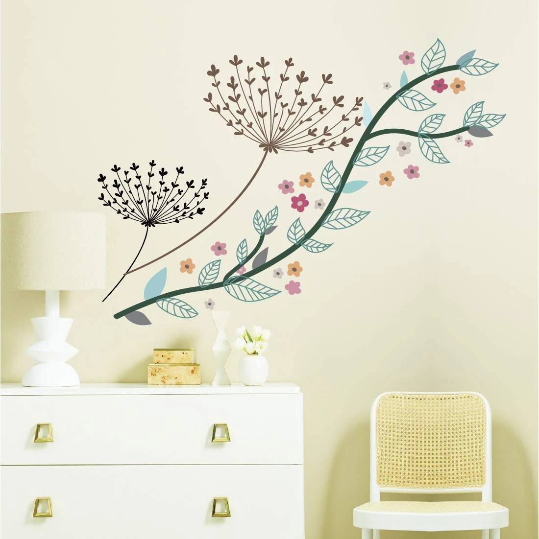 Design Studio || Fabulous Flower || Wall Sticker || Extra Large || Vinyl Wall Sticker || Ideal Size on Wall :- 120 cm x 80 cm view 1