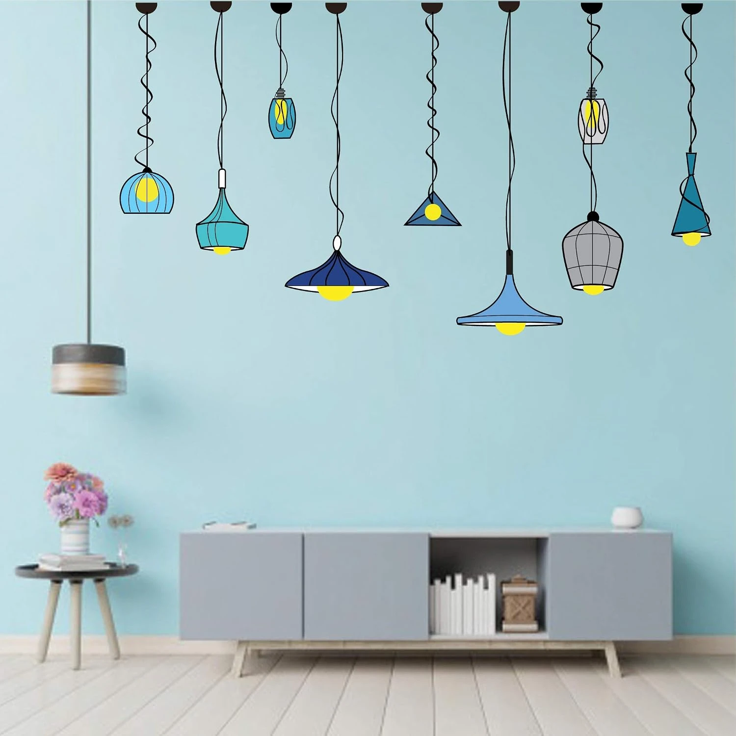 Design Studio || Pendant Lamps || Wall Sticker || 120 cm x 60 cm || Colourful view 1