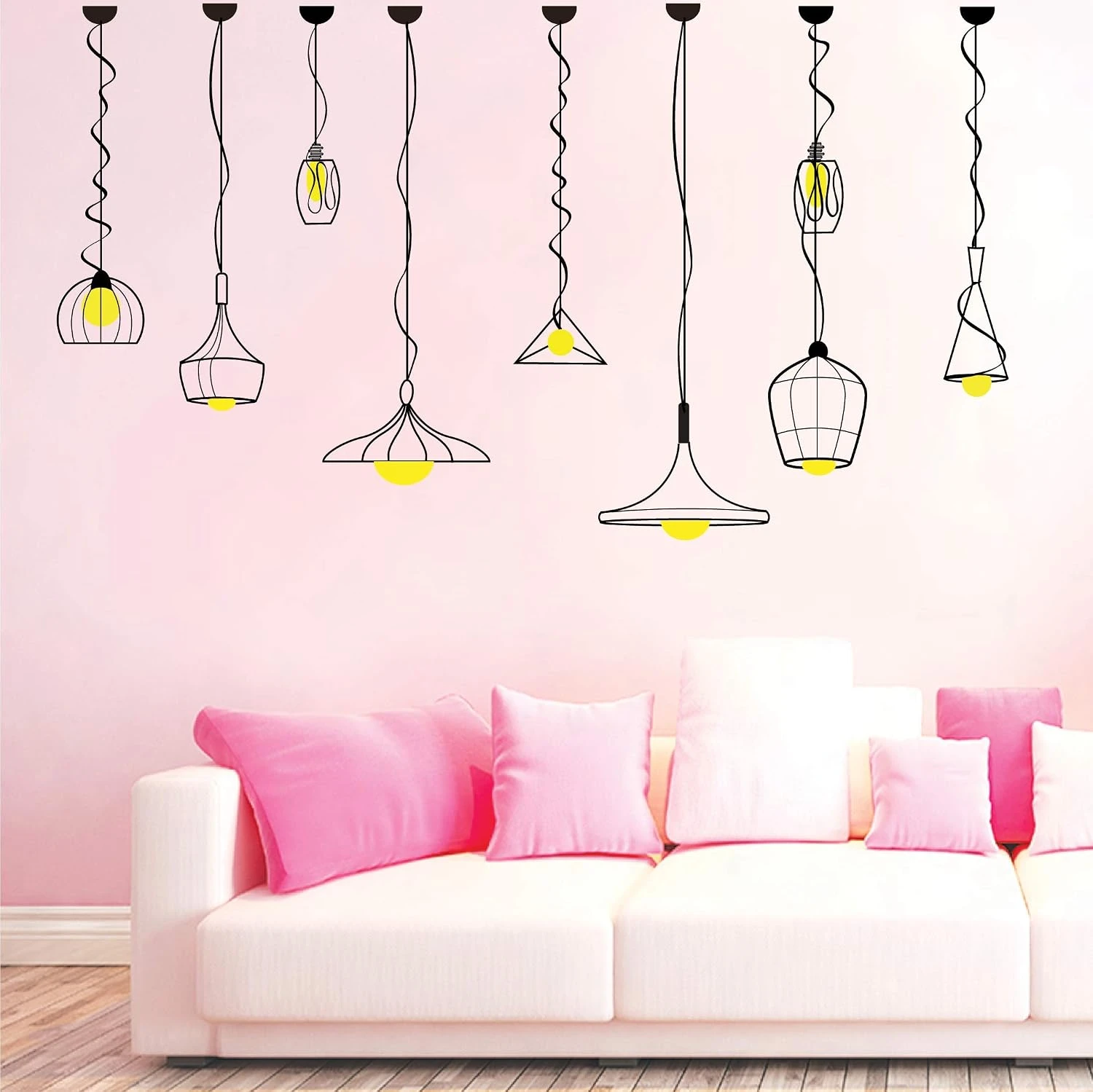 Design Studio || Pendant Lamps || Wall Sticker || 120 cm x 60 cm || Black & White view 1