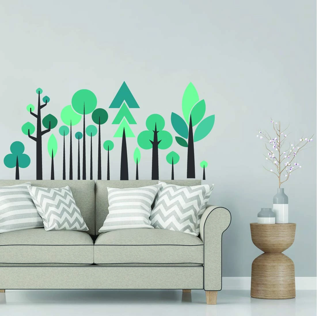 Design Studio || Geometric Landscape Tree || Tree Wall Sticker || Ideal Size on Wall :- 120 cm x 90 cm view 1