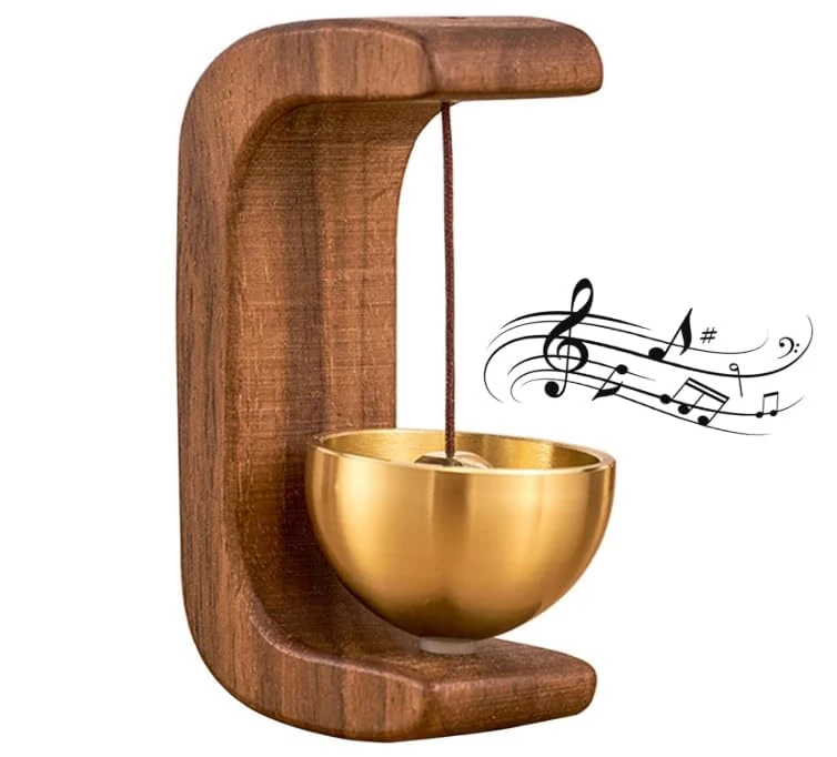 Design Studio Wooden Door Chime with Brass Bell, Dopamine Door Bell for Home, Self-Adhesive Magnetic Doorbell, Serene Acoustic for Home & Shop, Shopkeepers Door Chime, Ideal Housewarming Gift view 1