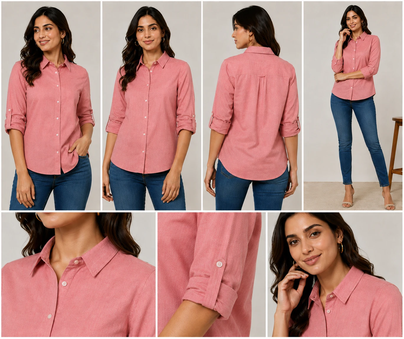 Women's Shirt - Dusty Rose 100% Cotton Oxford view 4